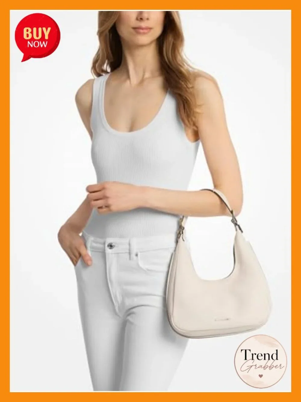 Small Pebbled Leather Hobo Shoulder Bag with Adjustable Strap